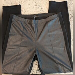 BCBG Max Azria Sasha Ponte Leggings Black Pull On Skinny Pants Faux Leather L
